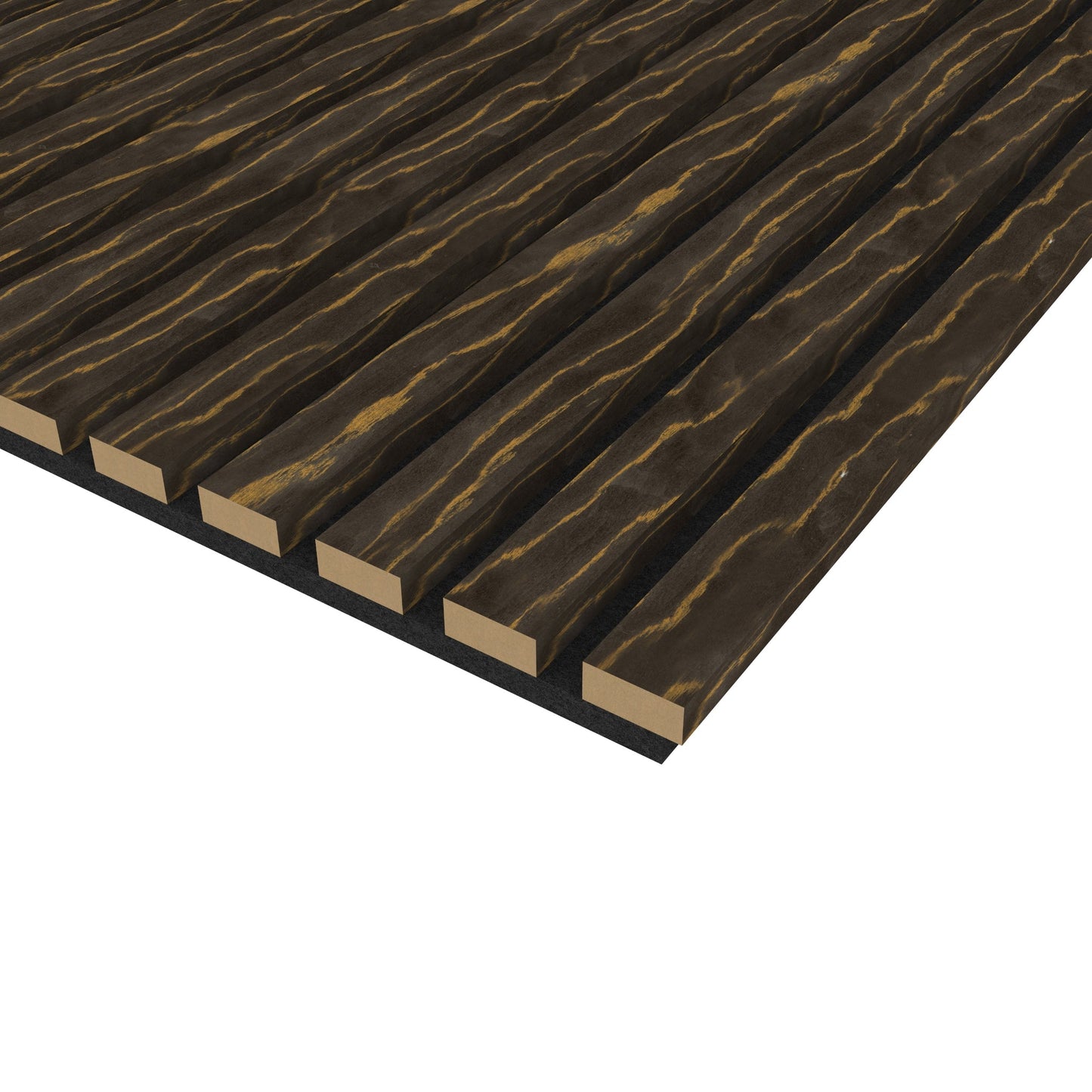 Grey with Gold Line Acoustic Wood Wall Panel Thin Slat Series 1 - 240x60cm